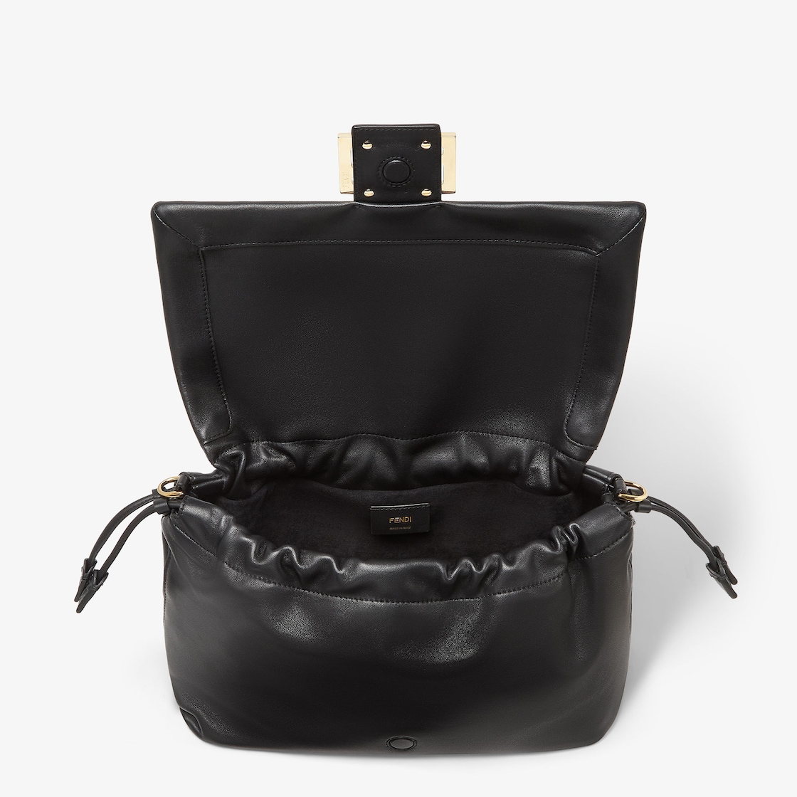 FENDI Mamma Baguette Large Black nappa leather bag - Image 4